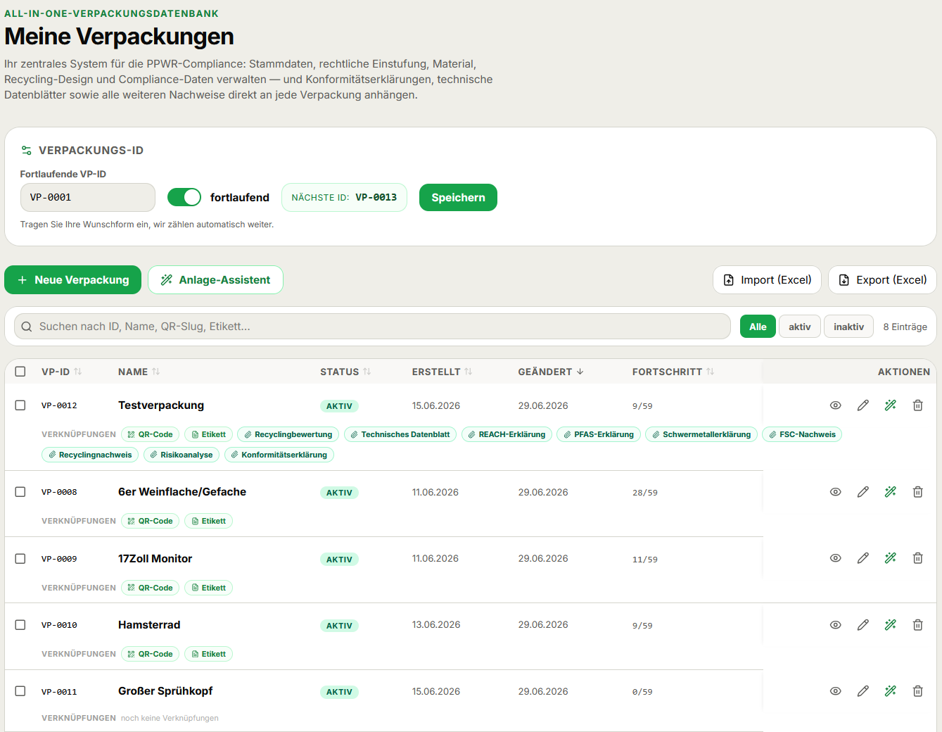 Verpackungsdatenbank