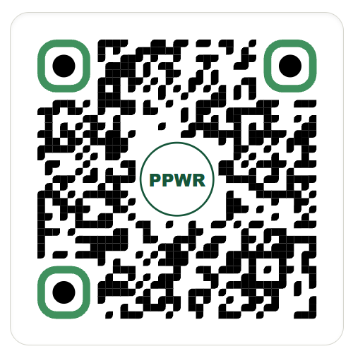 Individuell gestalteter PPWR-QR-Code in Grün mit zentralem Logo