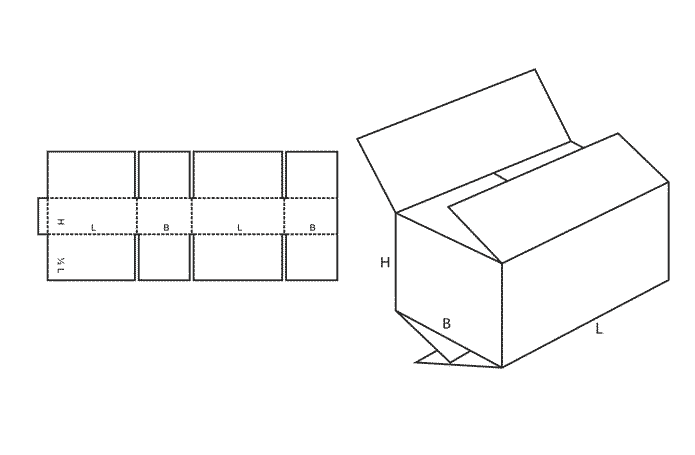 FEFCO 0205 (Wellpappe-Bauart-Skizze)