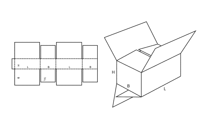 FEFCO 0206 (Wellpappe-Bauart-Skizze)
