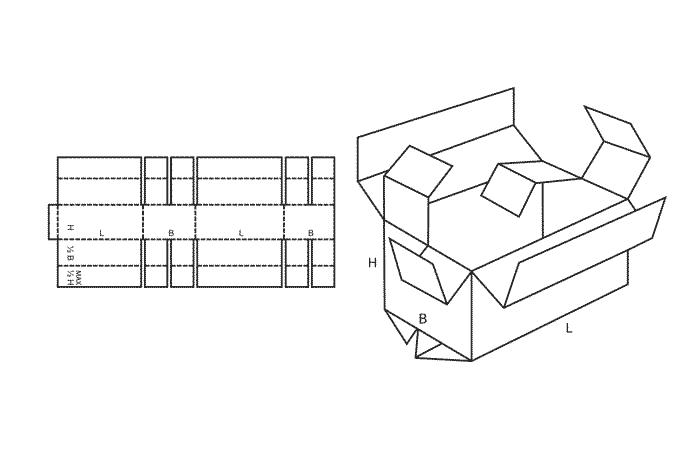 FEFCO 0208 (Wellpappe-Bauart-Skizze)