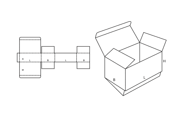 FEFCO 0210 (Wellpappe-Bauart-Skizze)