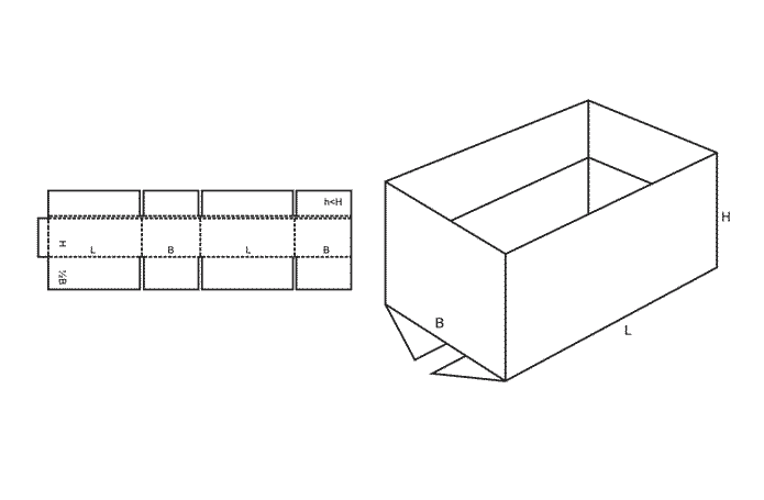 FEFCO 0214 (Wellpappe-Bauart-Skizze)