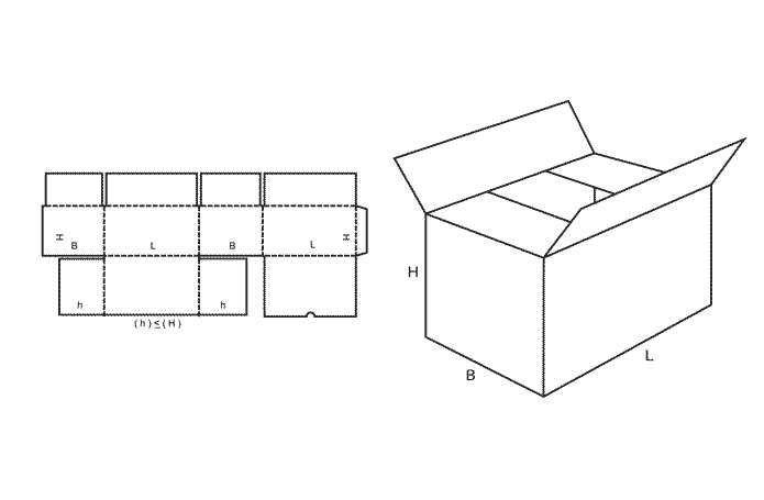 FEFCO 0225 (Wellpappe-Bauart-Skizze)