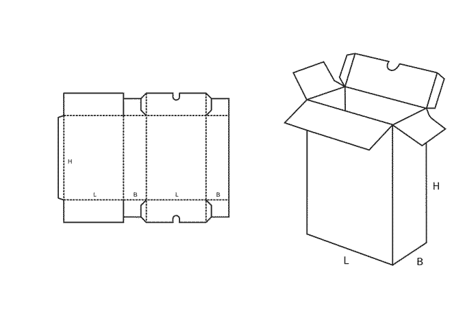 FEFCO 0227 (Wellpappe-Bauart-Skizze)