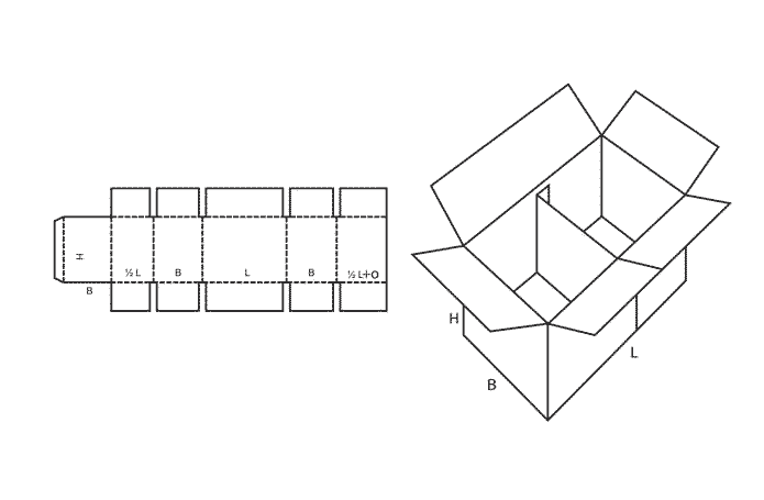 FEFCO 0228 (Wellpappe-Bauart-Skizze)