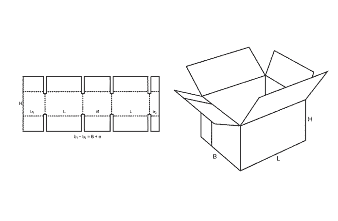 FEFCO 0231 (Wellpappe-Bauart-Skizze)