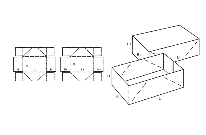 FEFCO 0303 (Wellpappe-Bauart-Skizze)