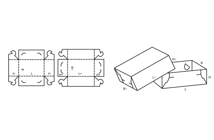 FEFCO 0307 (Wellpappe-Bauart-Skizze)