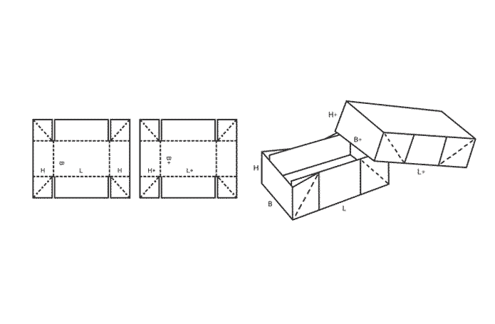 FEFCO 0308 (Wellpappe-Bauart-Skizze)