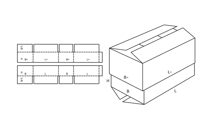 FEFCO 0320 (Wellpappe-Bauart-Skizze)