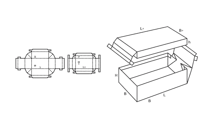 FEFCO 0322 (Wellpappe-Bauart-Skizze)