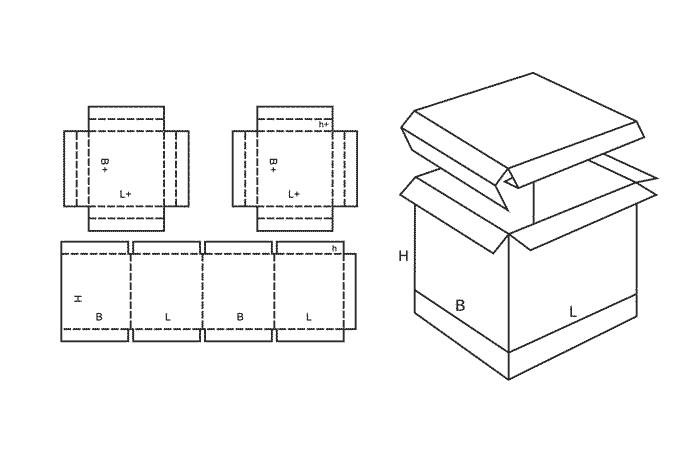 FEFCO 0325 (Wellpappe-Bauart-Skizze)