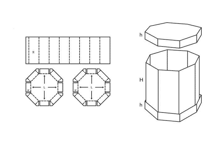 FEFCO 0350 (Wellpappe-Bauart-Skizze)