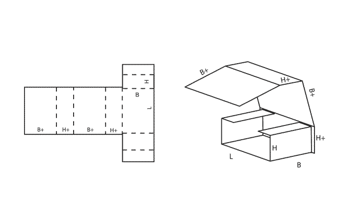 FEFCO 0400 (Wellpappe-Bauart-Skizze)