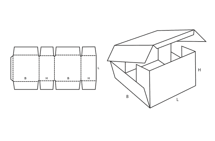 FEFCO 0406 (Wellpappe-Bauart-Skizze)