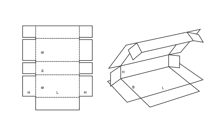 FEFCO 0410 (Wellpappe-Bauart-Skizze)