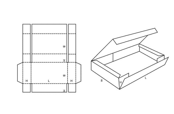 FEFCO 0413 (Wellpappe-Bauart-Skizze)