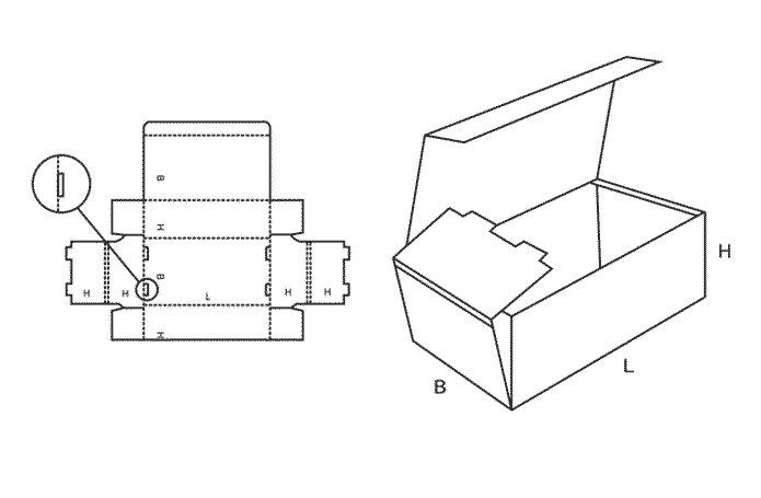 FEFCO 0421 (Wellpappe-Bauart-Skizze)