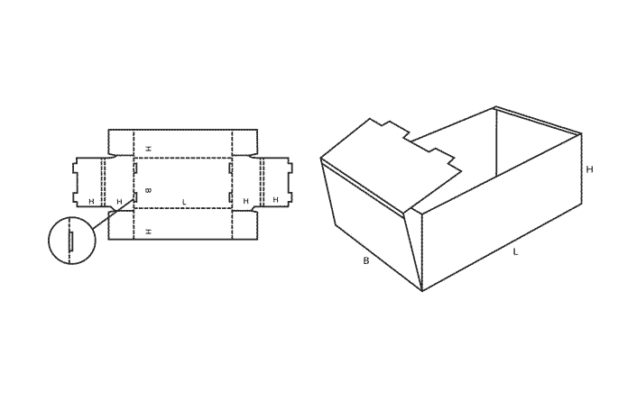 FEFCO 0422 (Wellpappe-Bauart-Skizze)