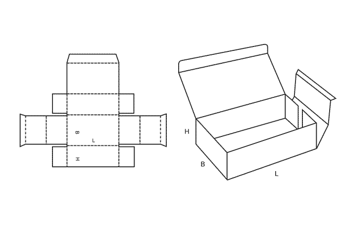 FEFCO 0428 (Wellpappe-Bauart-Skizze)