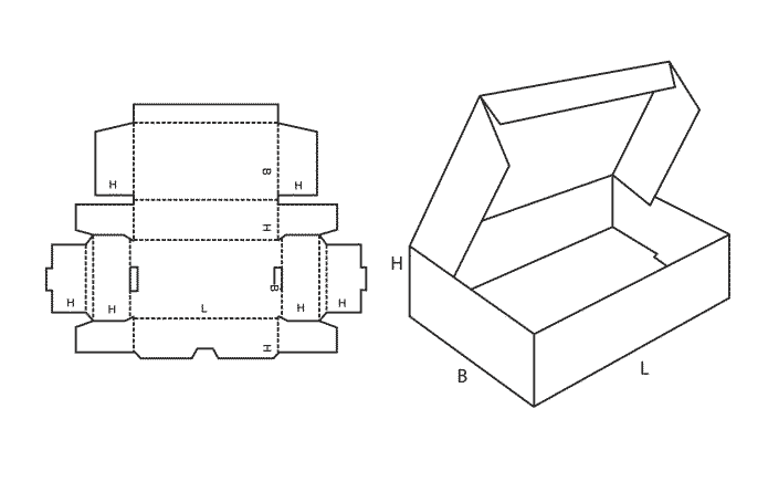 FEFCO 0429 (Wellpappe-Bauart-Skizze)