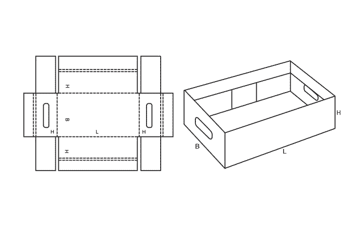 FEFCO 0430 (Wellpappe-Bauart-Skizze)