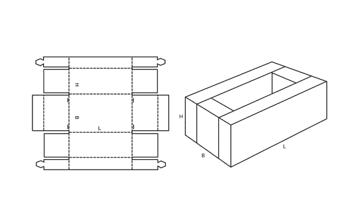 FEFCO 0431 (Wellpappe-Bauart-Skizze)