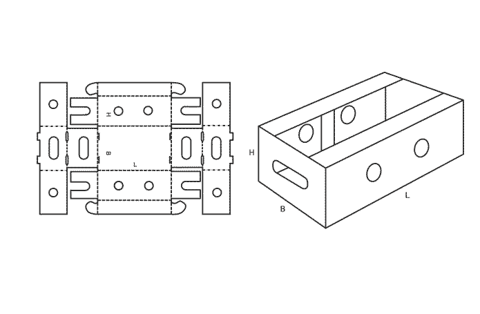 FEFCO 0432 (Wellpappe-Bauart-Skizze)