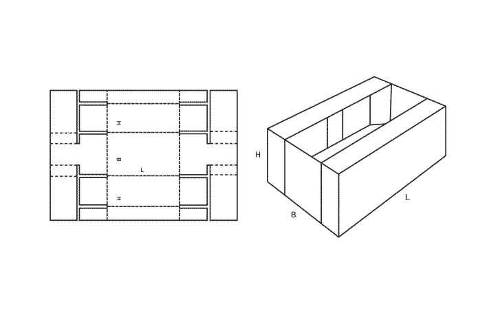 FEFCO 0433 (Wellpappe-Bauart-Skizze)
