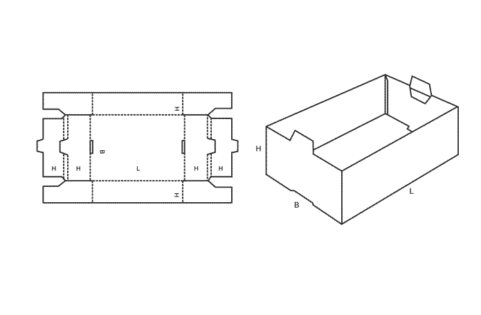 FEFCO 0435 (Wellpappe-Bauart-Skizze)