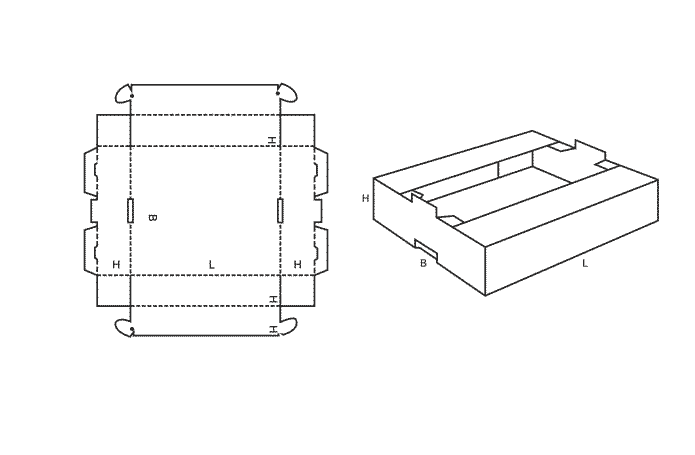 FEFCO 0436 (Wellpappe-Bauart-Skizze)