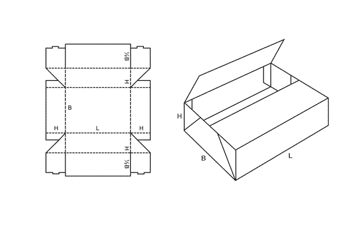 FEFCO 0437 (Wellpappe-Bauart-Skizze)