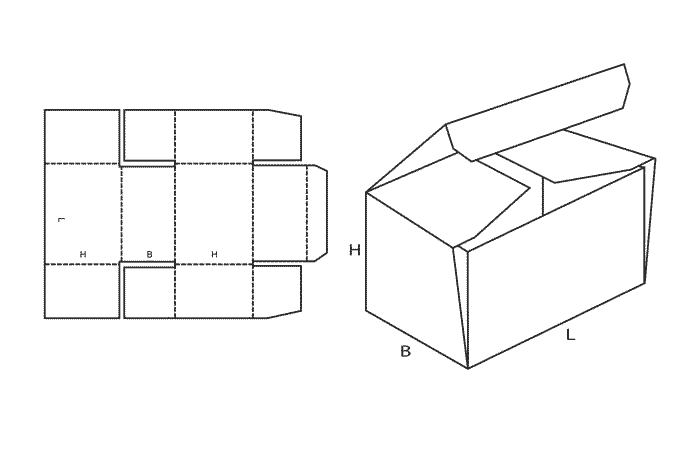 FEFCO 0443 (Wellpappe-Bauart-Skizze)
