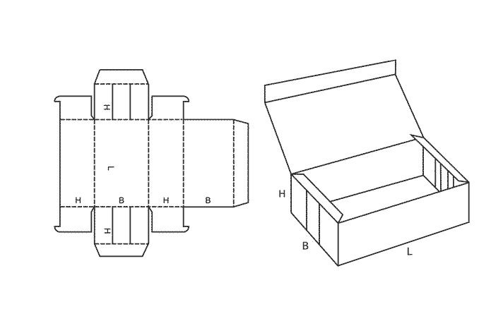 FEFCO 0445 (Wellpappe-Bauart-Skizze)