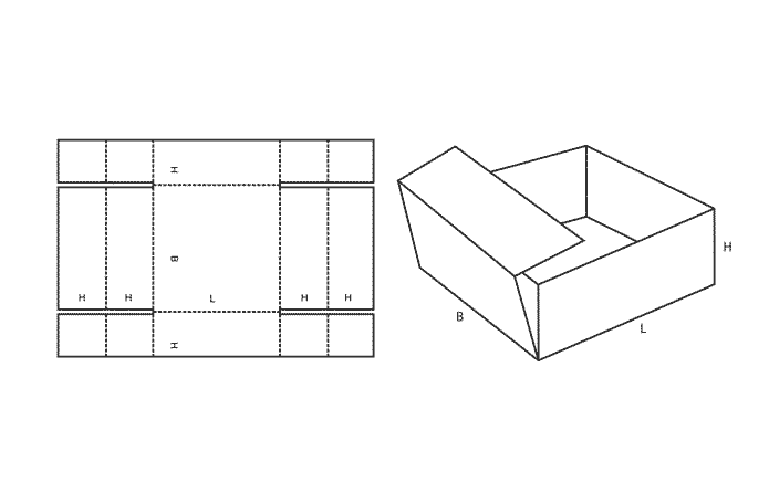 FEFCO 0454 (Wellpappe-Bauart-Skizze)