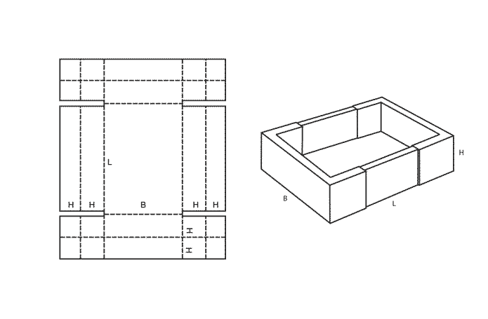 FEFCO 0456 (Wellpappe-Bauart-Skizze)