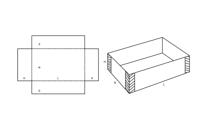 FEFCO 0458 (Wellpappe-Bauart-Skizze)