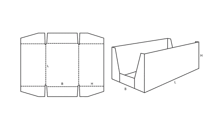FEFCO 0460 (Wellpappe-Bauart-Skizze)