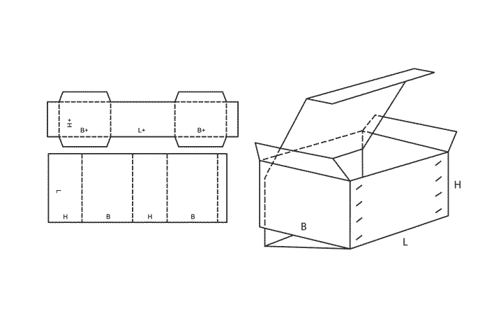 FEFCO 0511 (Wellpappe-Bauart-Skizze)
