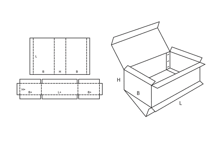 FEFCO 0512 (Wellpappe-Bauart-Skizze)