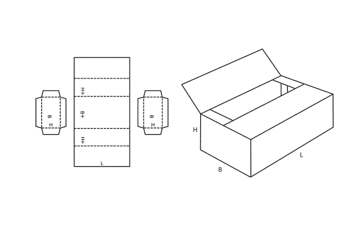 FEFCO 0605 (Wellpappe-Bauart-Skizze)