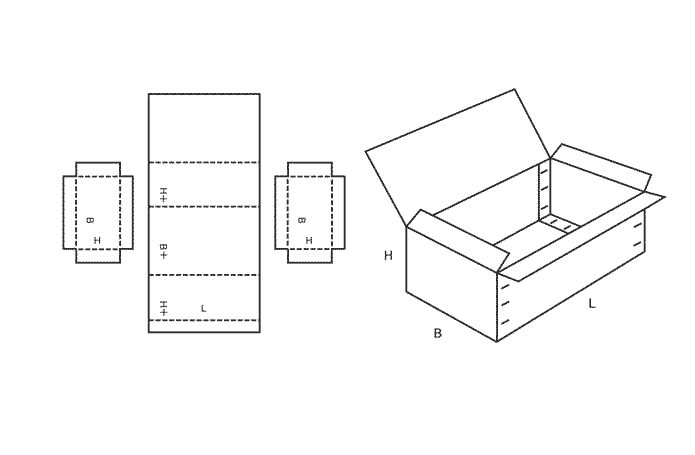 FEFCO 0607 (Wellpappe-Bauart-Skizze)