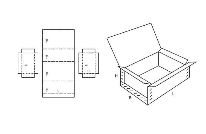 FEFCO 0610 (Wellpappe-Bauart-Skizze)