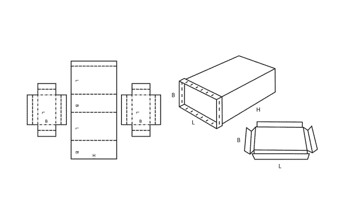 FEFCO 0615 (Wellpappe-Bauart-Skizze)