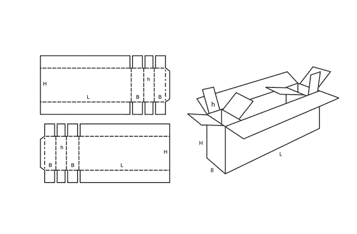 FEFCO 0621 (Wellpappe-Bauart-Skizze)