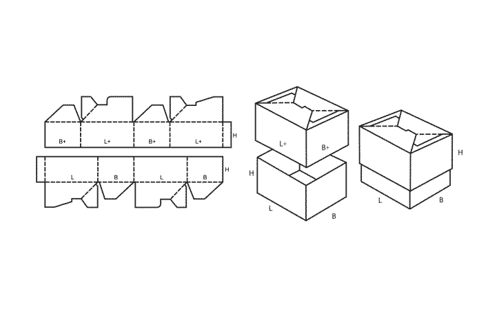 FEFCO 0714 (Wellpappe-Bauart-Skizze)