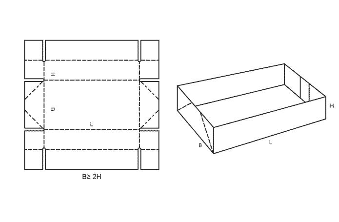 FEFCO 0718 (Wellpappe-Bauart-Skizze)