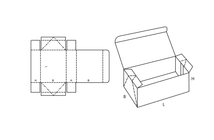 FEFCO 0748 (Wellpappe-Bauart-Skizze)