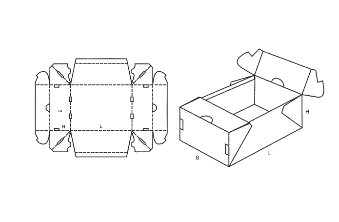 FEFCO 0773 (Wellpappe-Bauart-Skizze)
